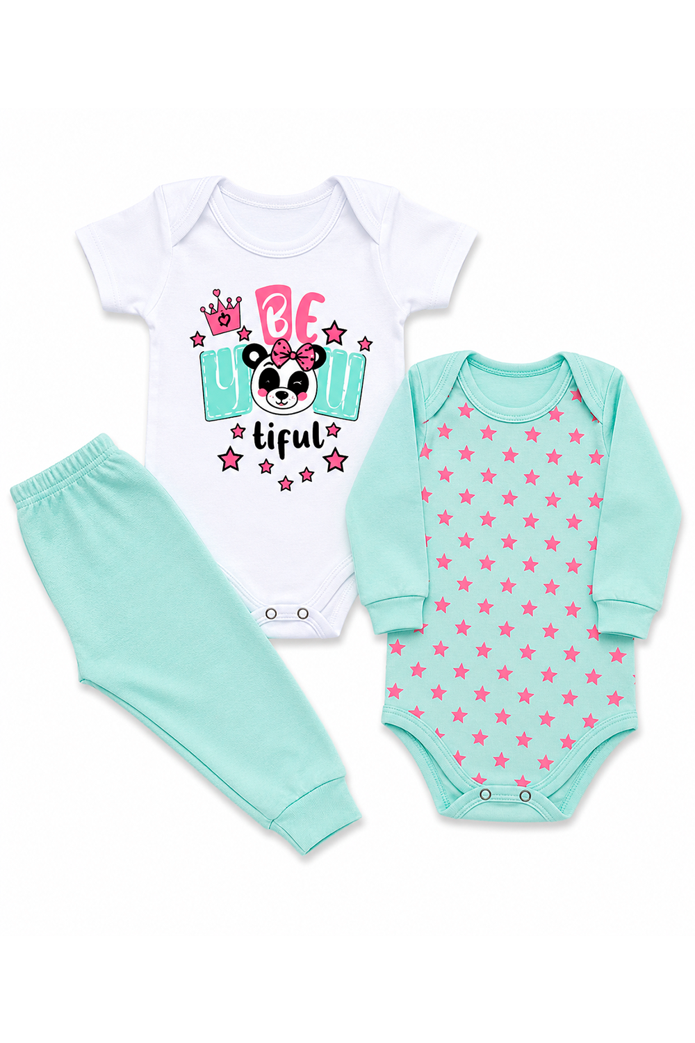 Kit Body Infantil 3 Peças Suedine Estrela