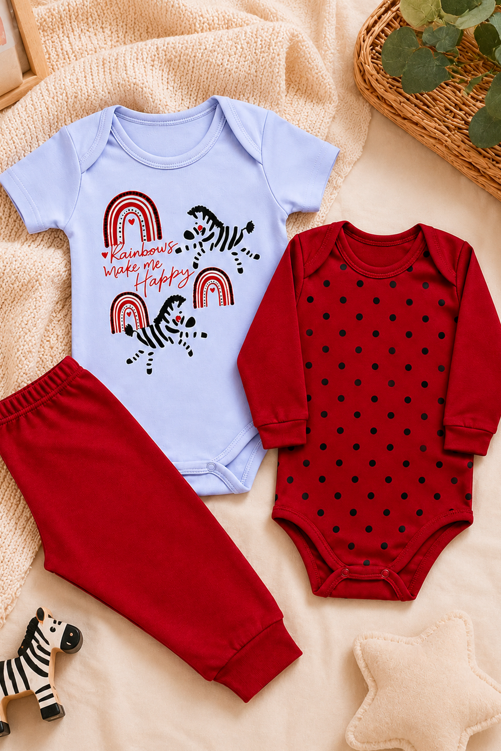 Kit Body Infantil 3 Peças Suedine Zebra