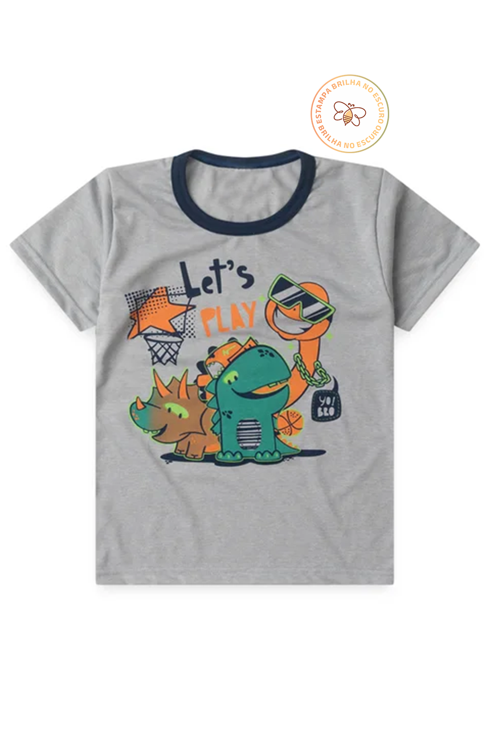 Pijama Infantil Menino Verão em Algodão Dino Lets Brilha no Escuro