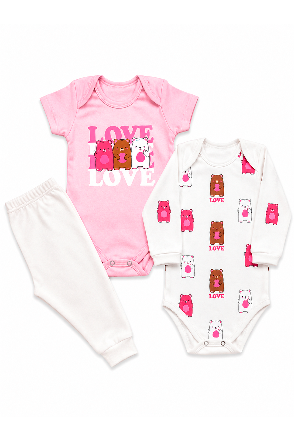 Kit Body Infantil 3 Peças Suedine Urso
