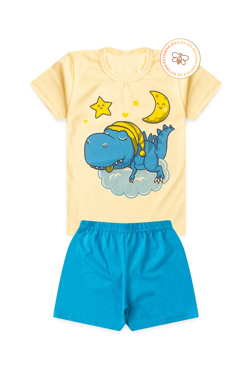 Pijama Infantil Menino Verão em Algodão Dino Soneca Brilha no Escuro