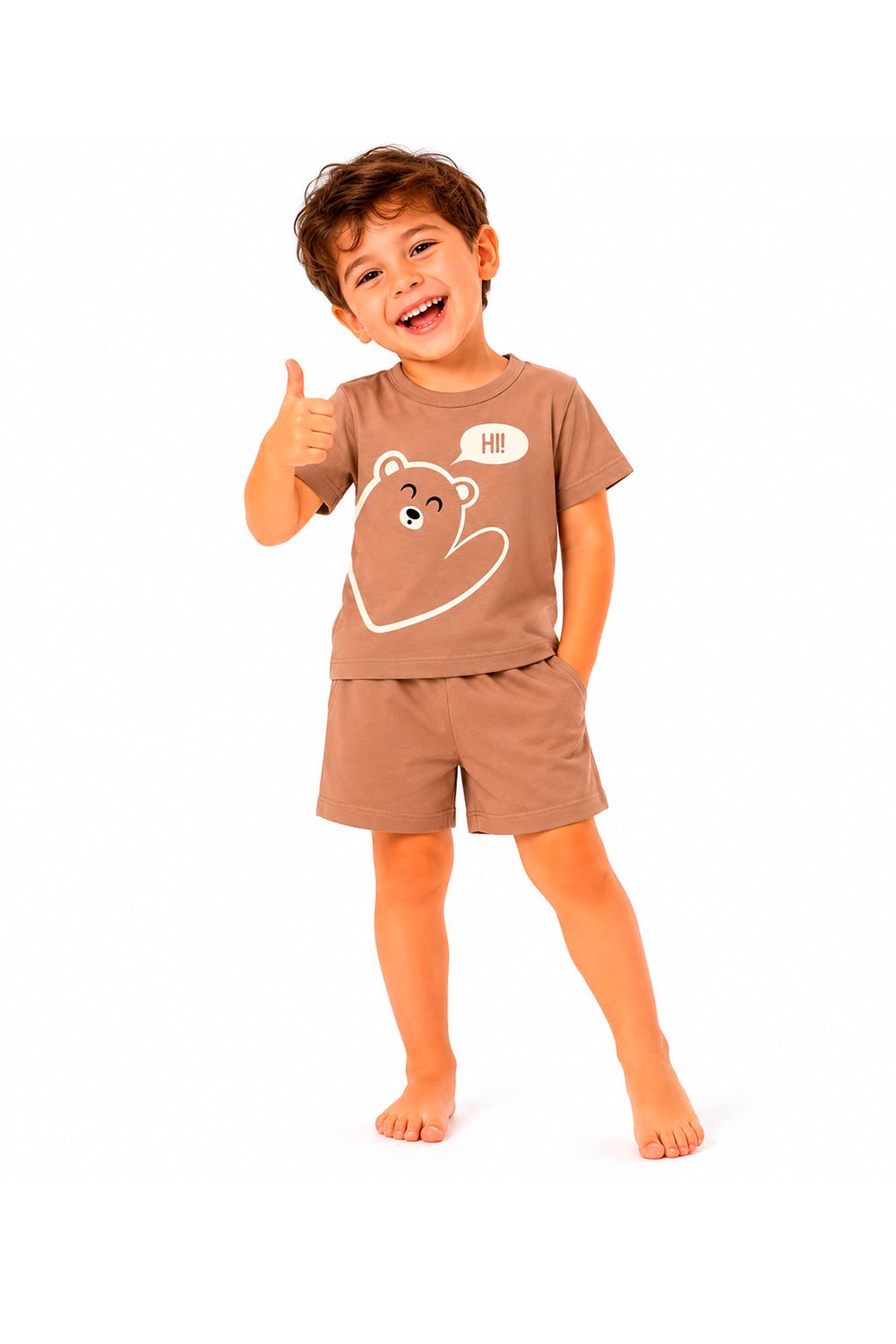 Pijama Infantil Menino Curto 100% Algodão Urso