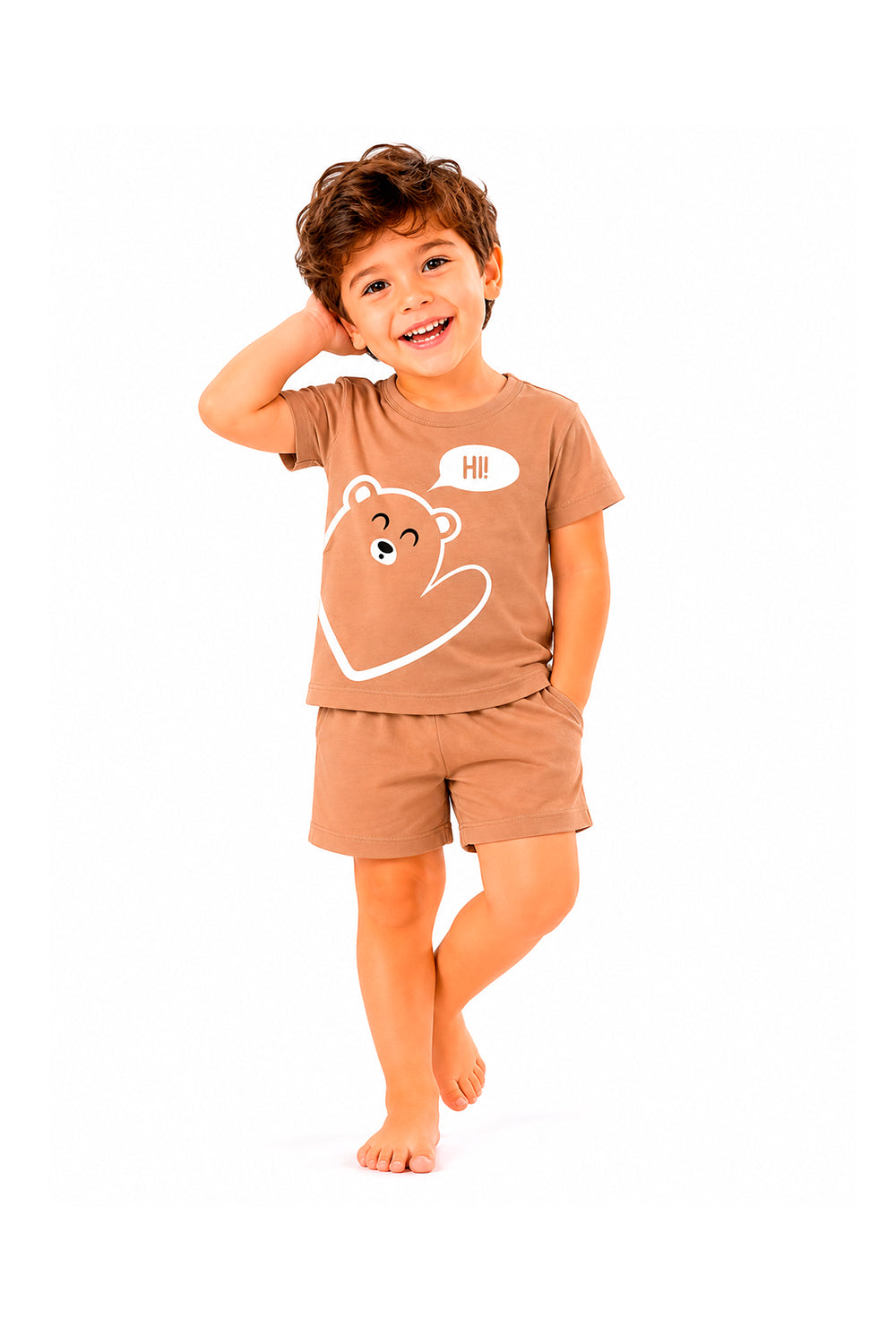 Pijama Infantil Menino Curto 100% Algodão Urso