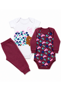 Kit Body Infantil 3 Peças Suedine Flores