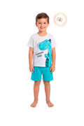 Pijama Infantil Menino Verão em Algodão Dino Brilha no Escuro