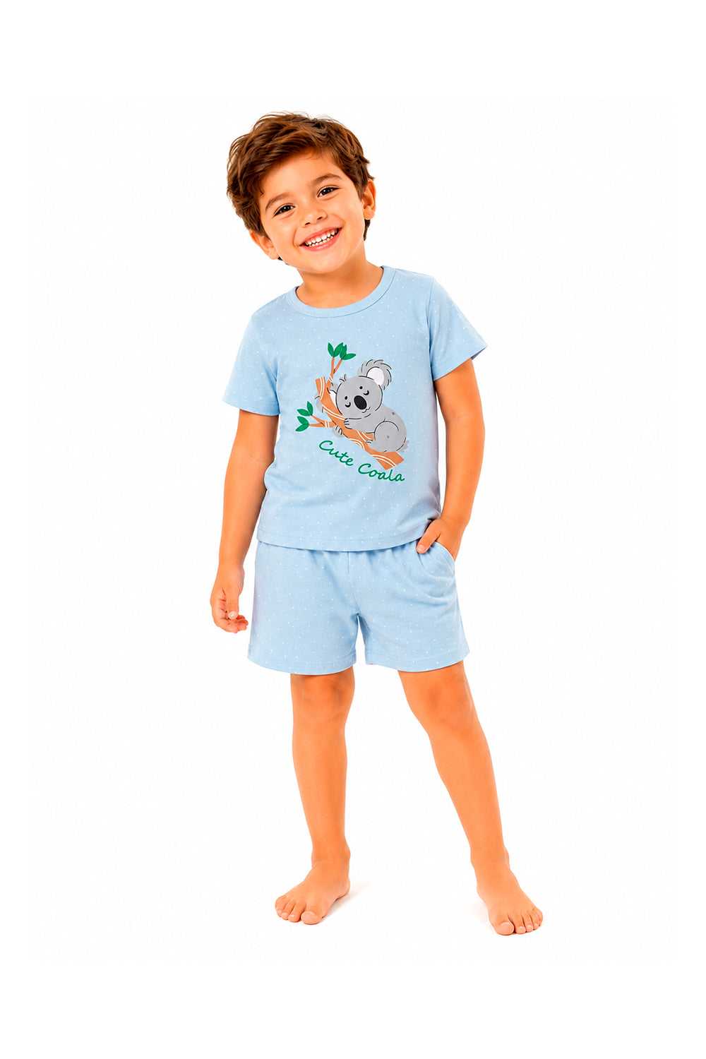 Pijama Infantil Menino Curto 100% Algodão Coala