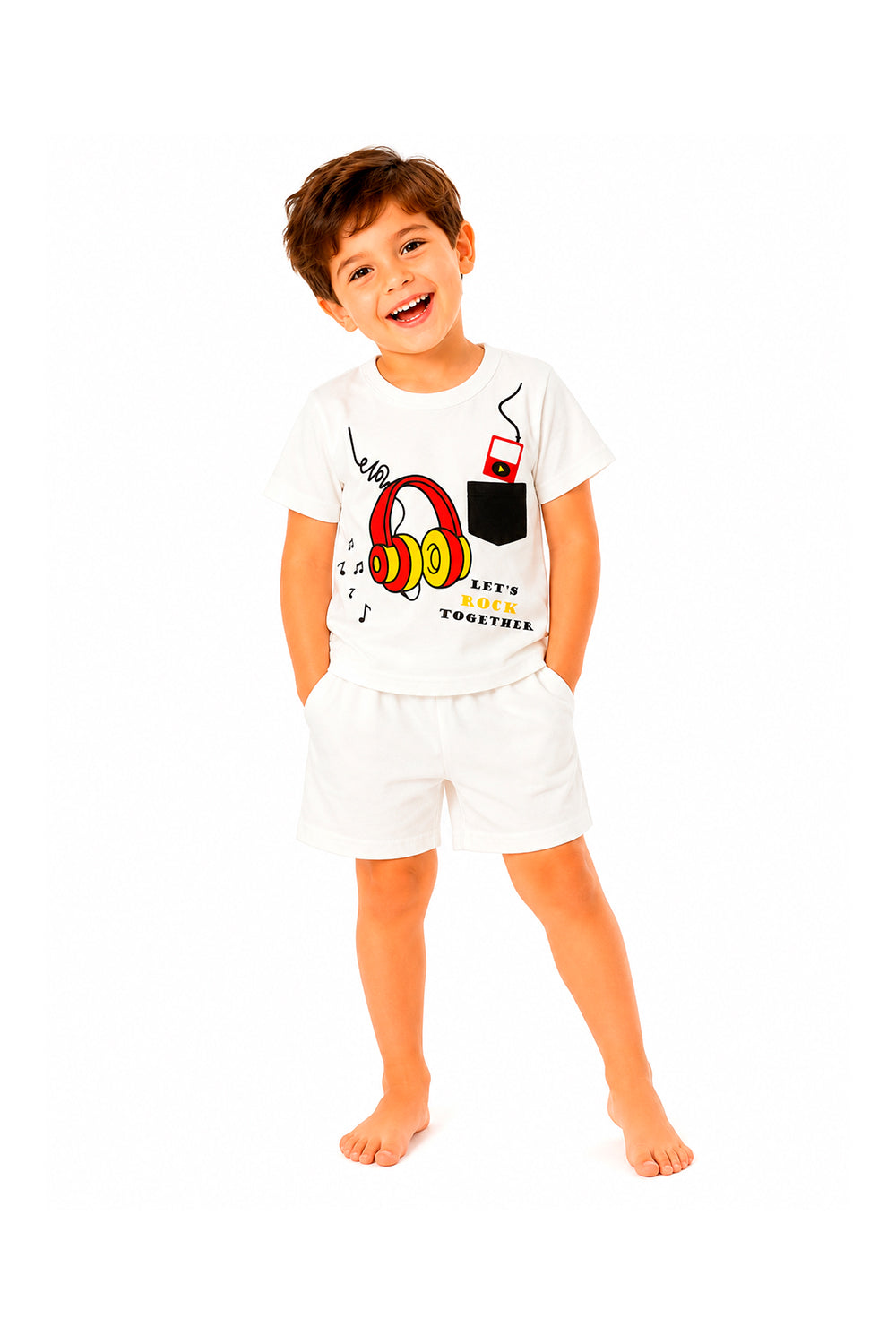 Pijama Infantil Menino Curto 100% Algodão Fone