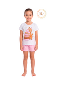 Pijama Infantil Menina Verão em Algodão Girafa Soneca Brilha no Escuro