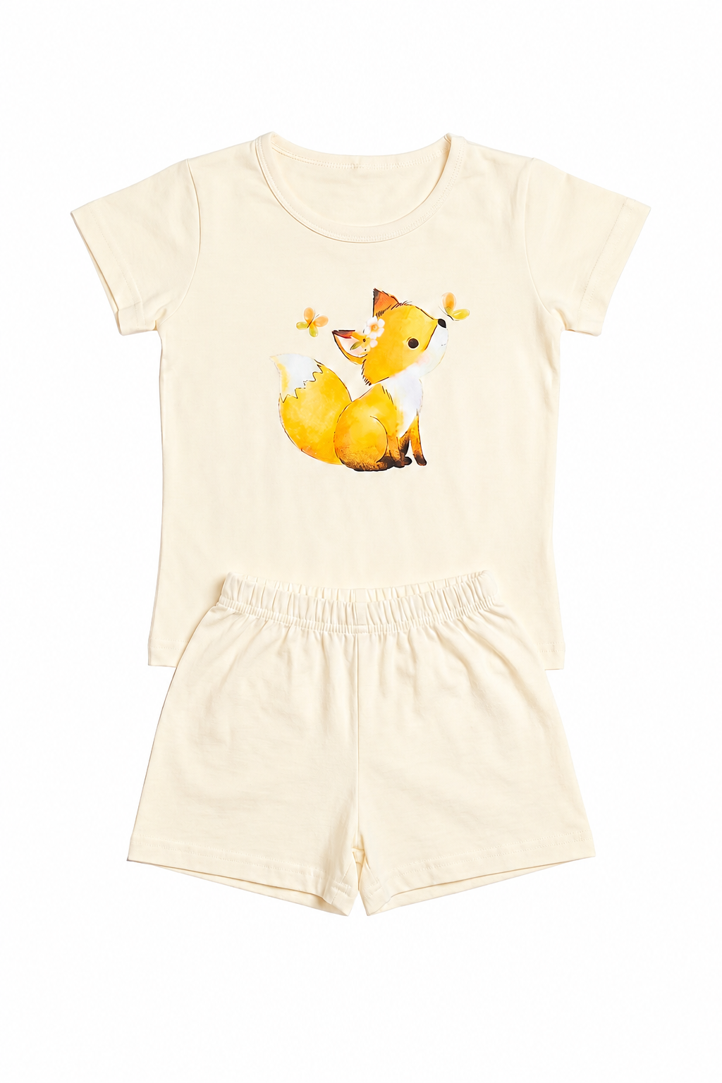 Pijama Infantil Menina Curto 100% Algodão Raposa