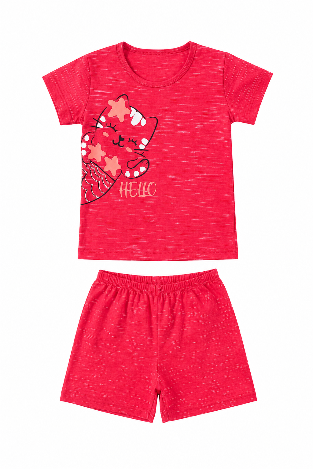 Pijama Infantil Menina Curto 100% Algodão Gatinha