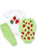 Kit Body Infantil 3 Peças Suedine Morango