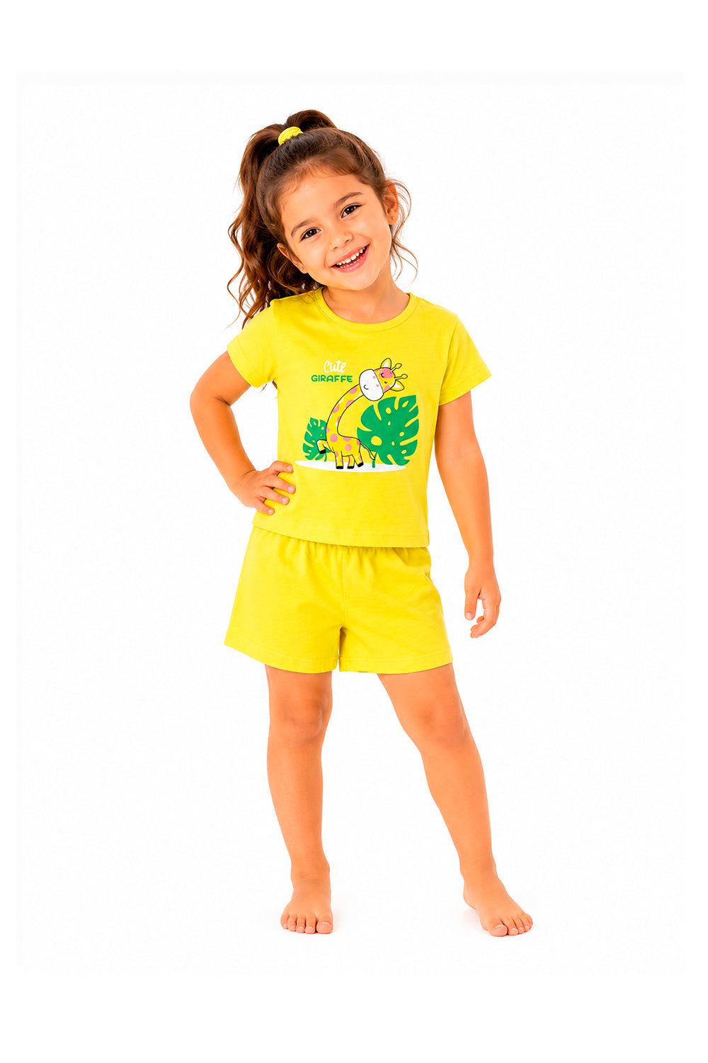 Pijama Infantil Menina Curto 100% Algodão Girafinha