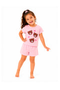 Pijama Infantil Menina Curto 100% Algodão Urso