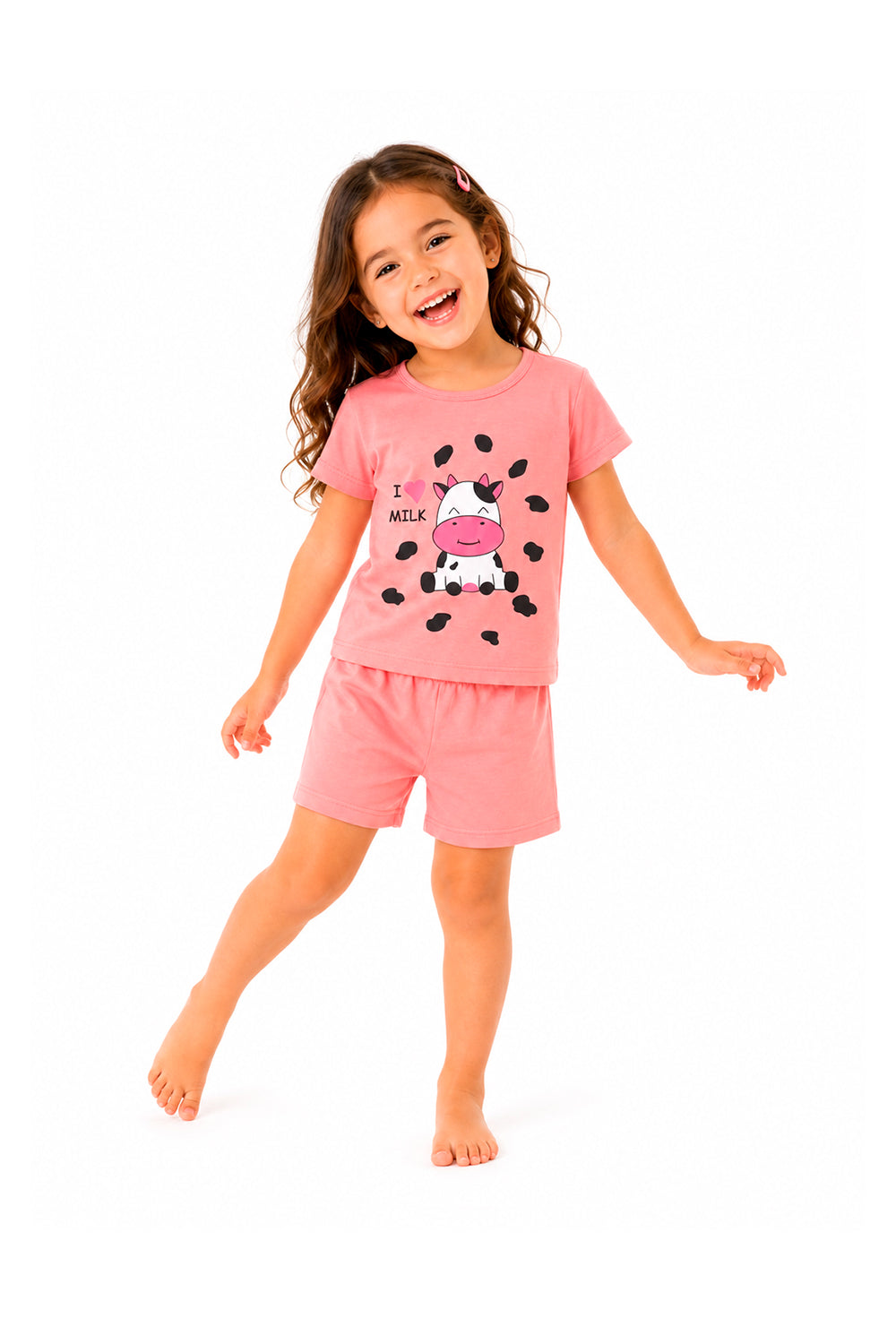 Pijama Infantil Menina Curto 100% Algodão Vaquinha