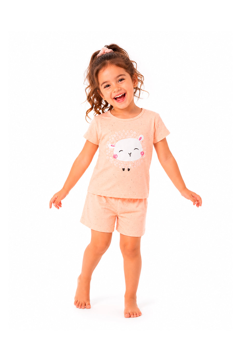 Pijama Infantil Menina Curto 100% Algodão Carneirinho