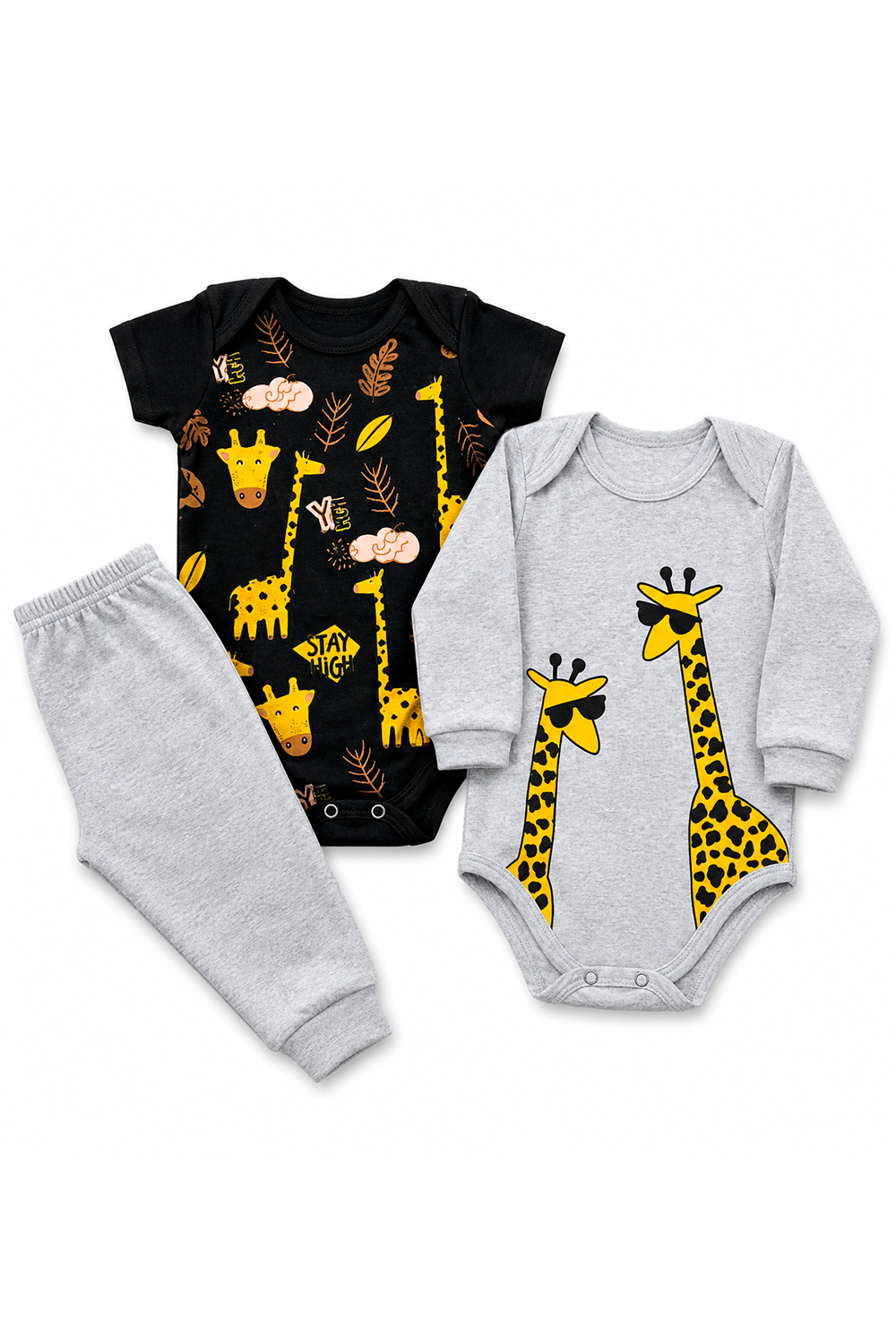 Kit Body Infantil 3 Peças Suedine Girafa