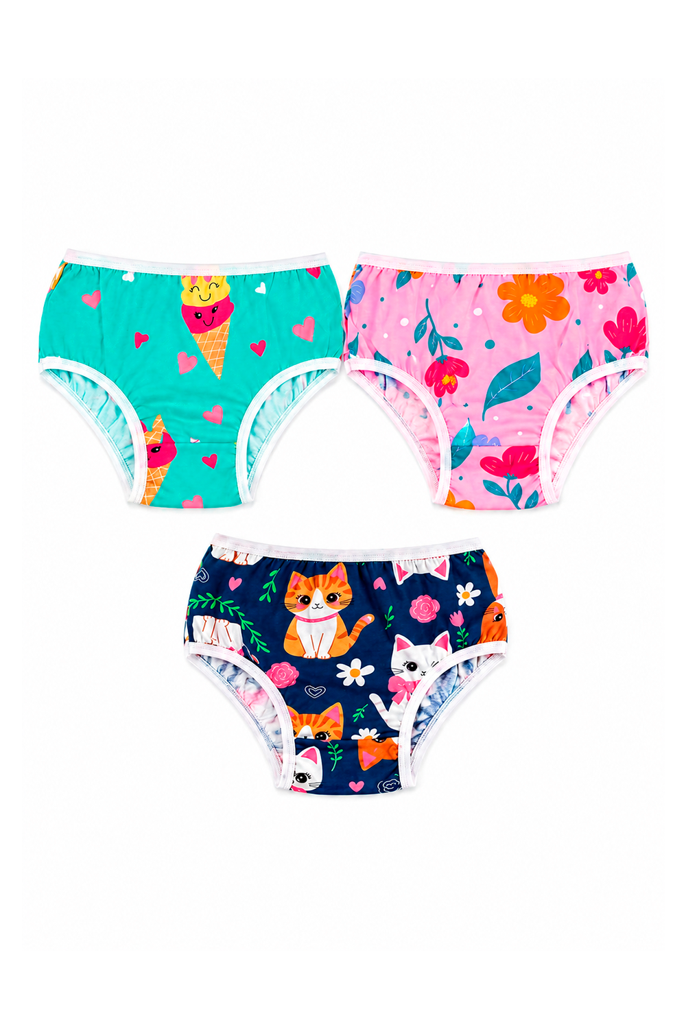Kit 3 Calcinhas Infantil ManuBee Premium 100% Algodão Estampas Sortidas