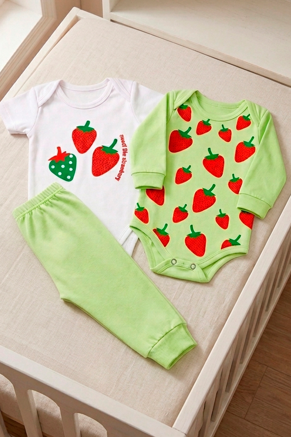 Kit Body Infantil 3 Peças Suedine Morango