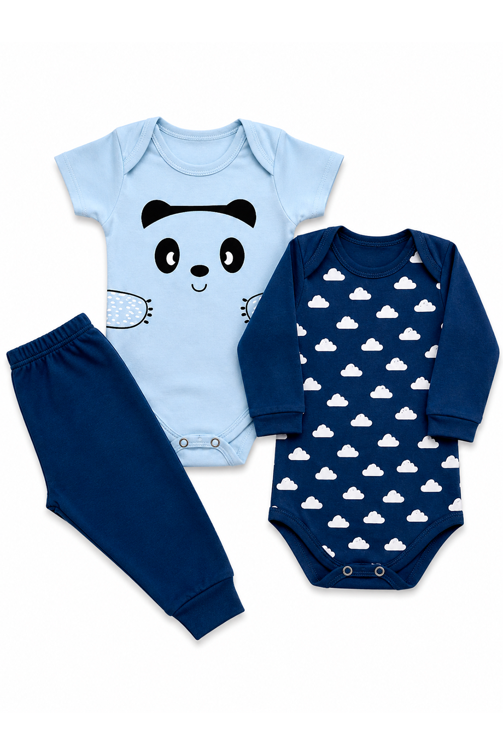 Kit Body Infantil 3 Peças Suedine Nuvens