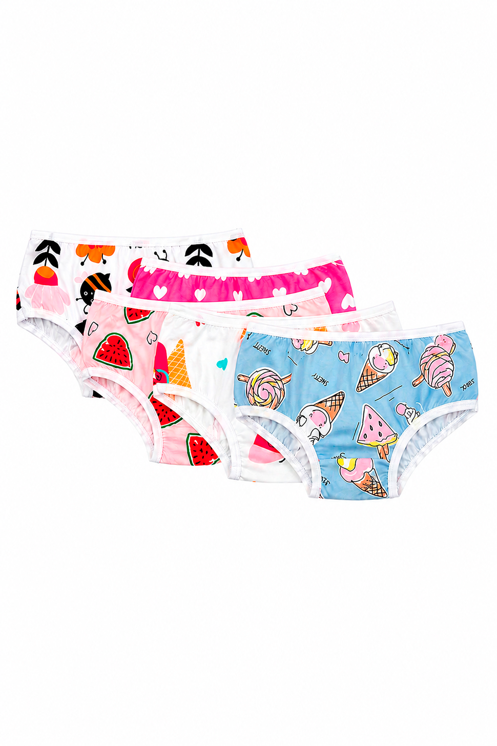 Kit 5 Calcinhas Infantil ManuBee Premium 100% Algodão Estampas Sortidas