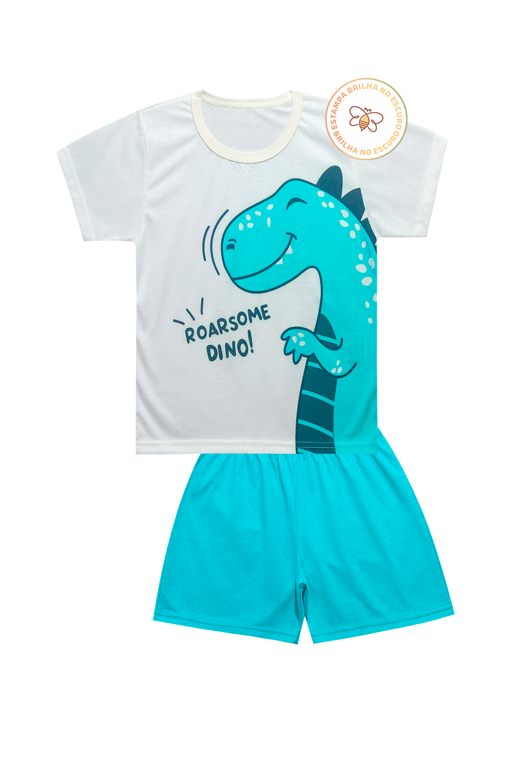 Pijama Infantil Menino Verão em Algodão Dino Brilha no Escuro