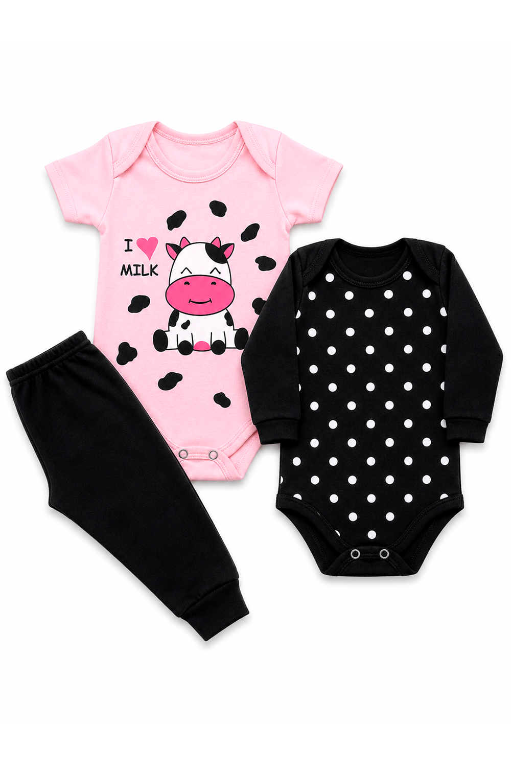 Kit Body Infantil 3 Peças Suedine Vaquinha