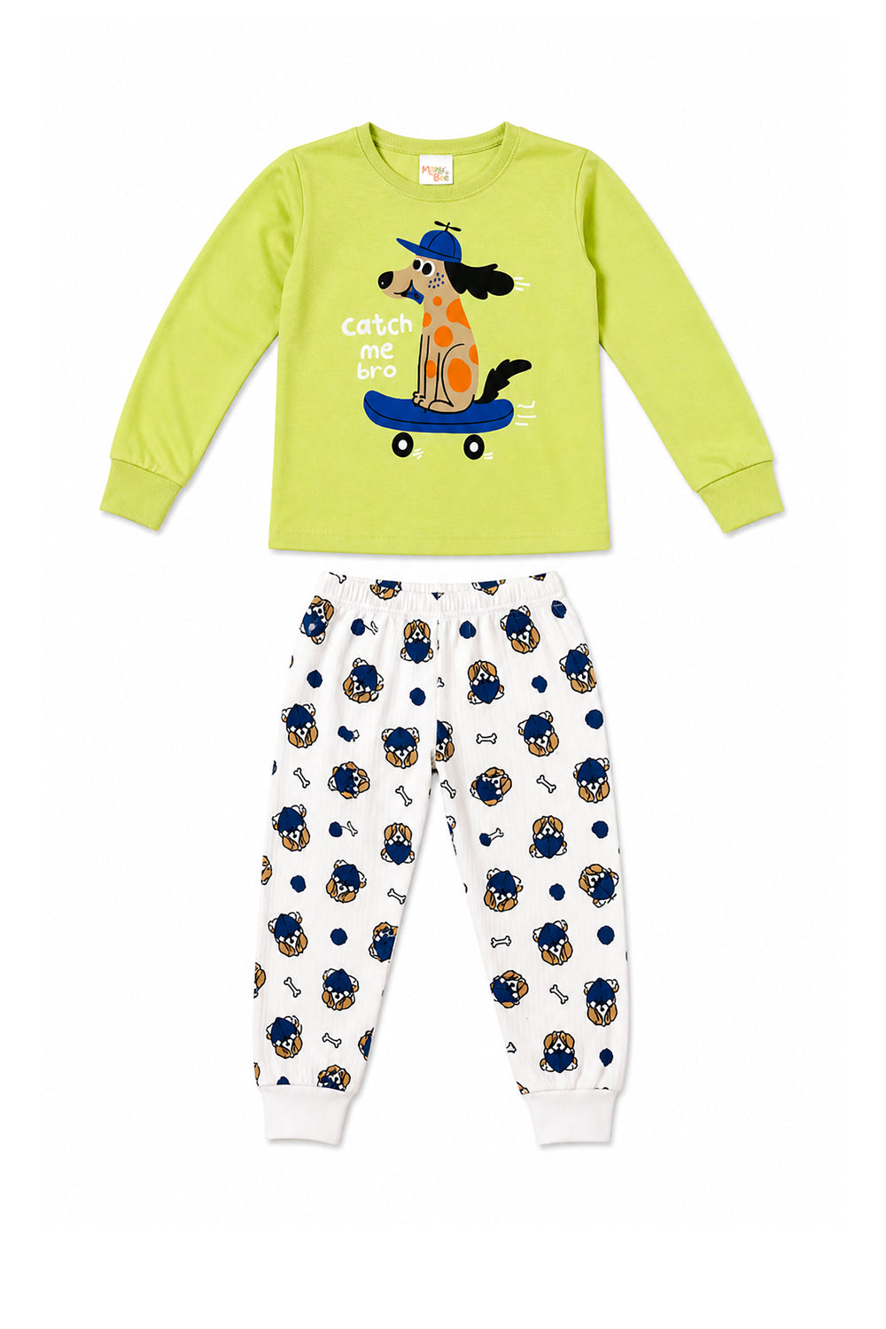 Pijama Infantil Menino Longo 100% Algodão Cachorro Skate