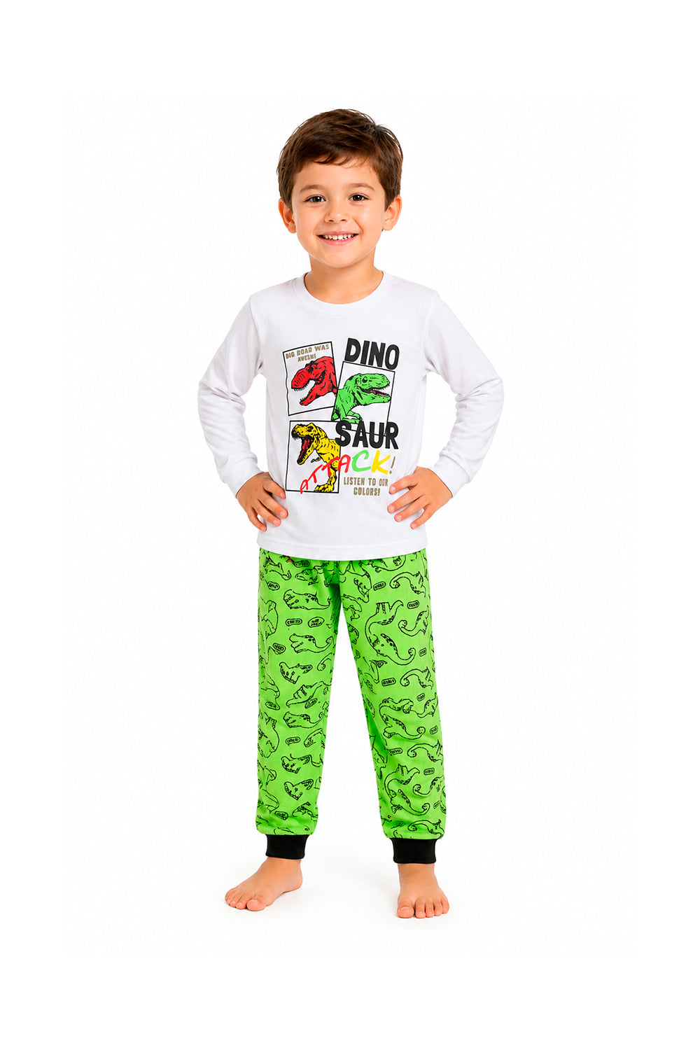 Pijama Infantil Menino Longo 100% Algodão Dinossauro