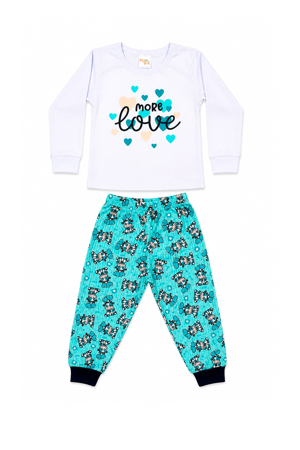 Pijama Infantil Menina Longo 100% Algodão Coração