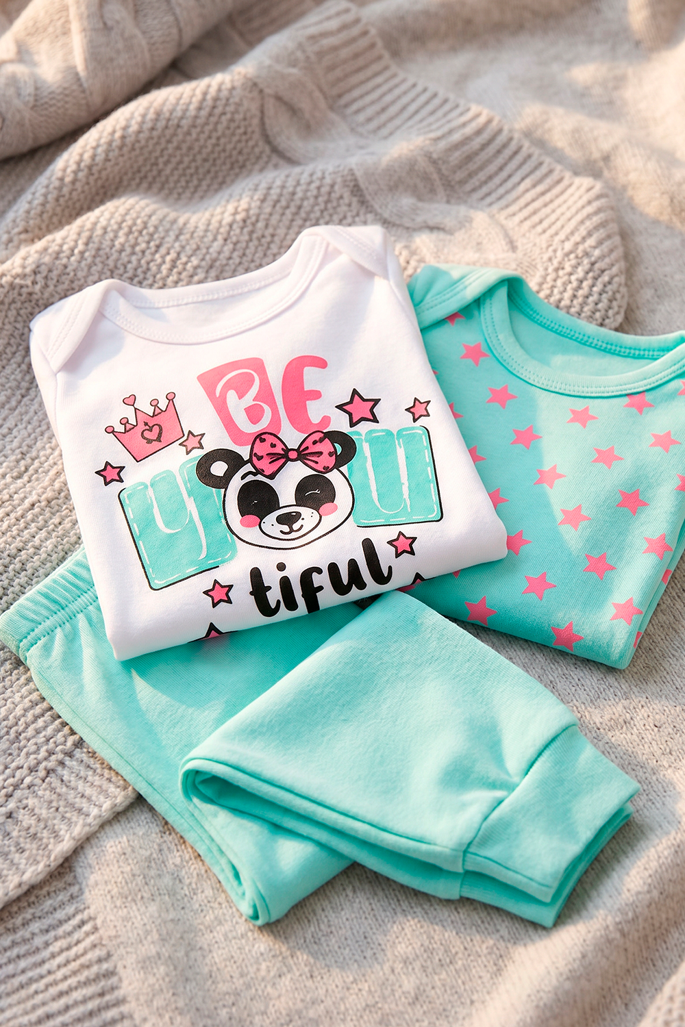 Kit Body Infantil 3 Peças Suedine Estrela