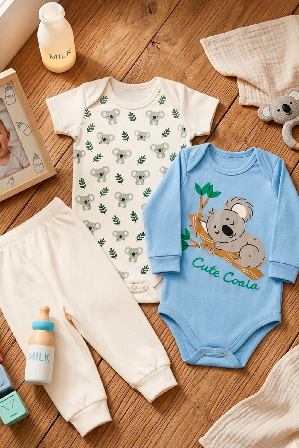 Kit Body Infantil 3 Peças Suedine Coala