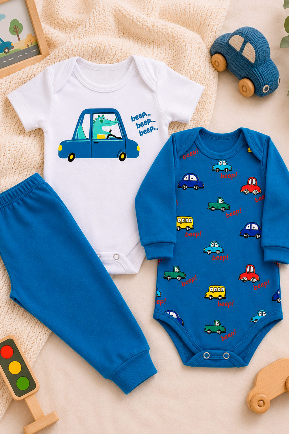 Kit Body Infantil 3 Peças Suedine Carros