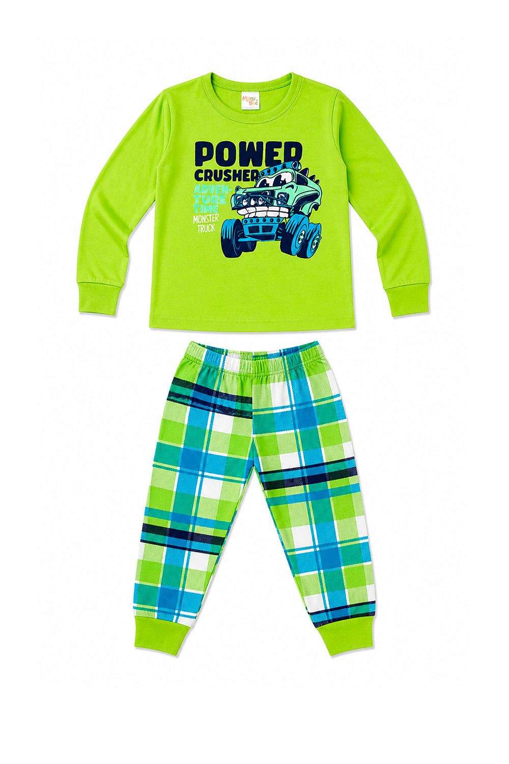 Pijama Infantil Menino Longo 100% Algodão Carro Xadrez